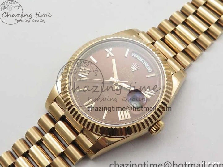 Best AAA Replica Sites A 228239 New 904 Dial on 40mm RG President QuickDry Dial BP Brown 2824 Bracelet Roman Day-Date RG Version 0110